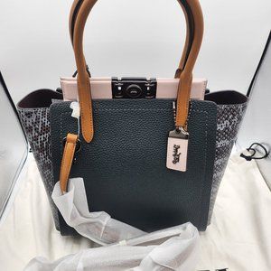 Coach Troupe Tote, Pine Green/Aurora Pink Multi with Snakeskin Detail